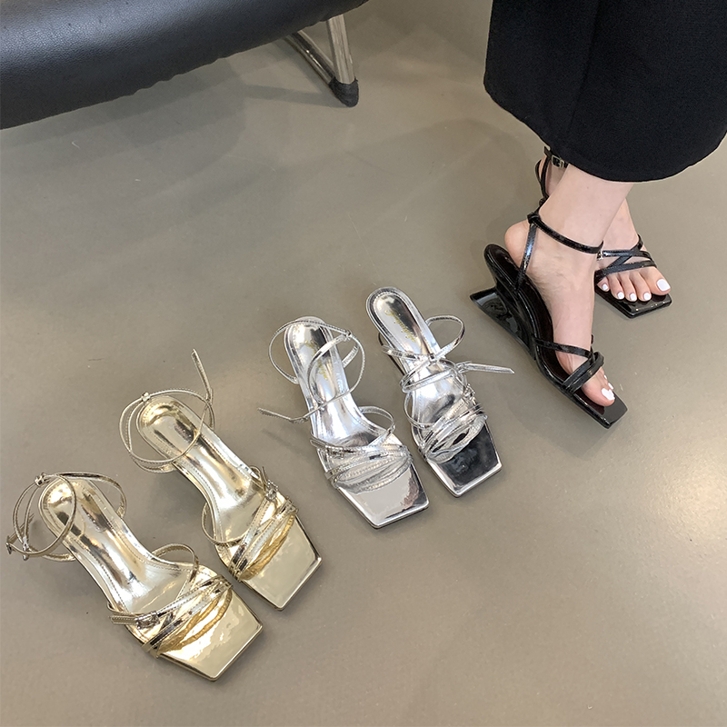 2024-new-summer-french-elegant-wedge-heel-fashion-sandals-fairy-style-one-strap-sandals-for-women 2024 New Summer French Elegant Wedge Heel Fashion Sandals Fairy Style One-Strap Sandals for Women