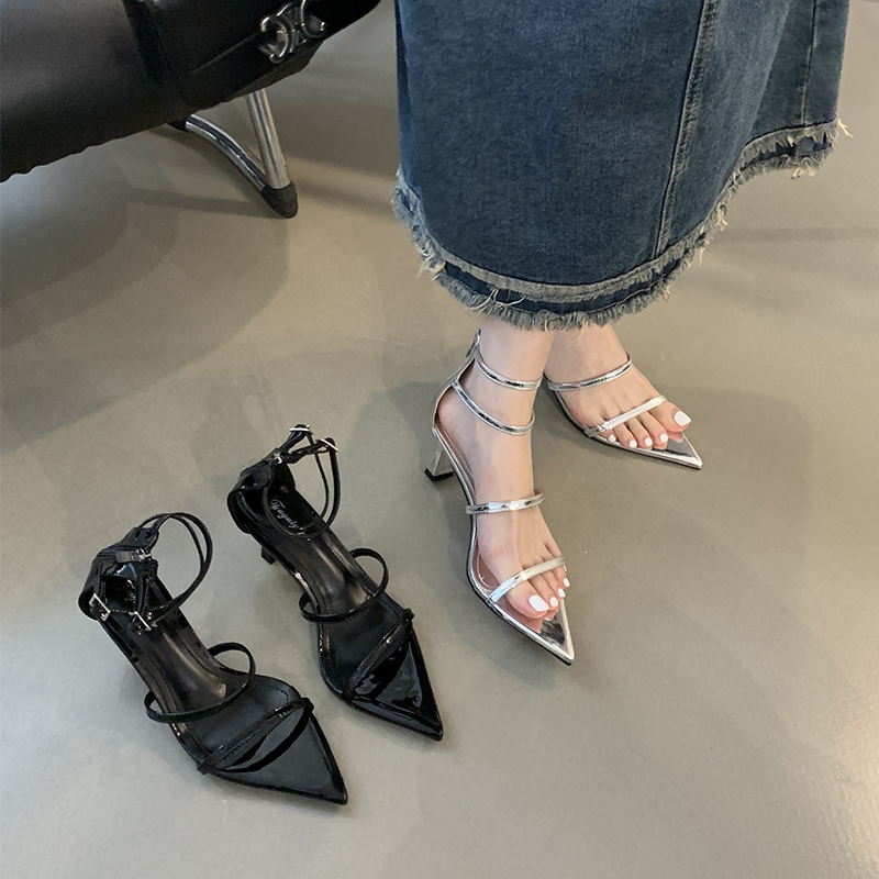 2024-summer-new-fashion-versatile-thin-heel-one-strap-sandals-women-pointed-toe-fashion-sandals 2024 Summer New Fashion Versatile Thin Heel One-Strap Sandals Women Pointed Toe Fashion Sandals