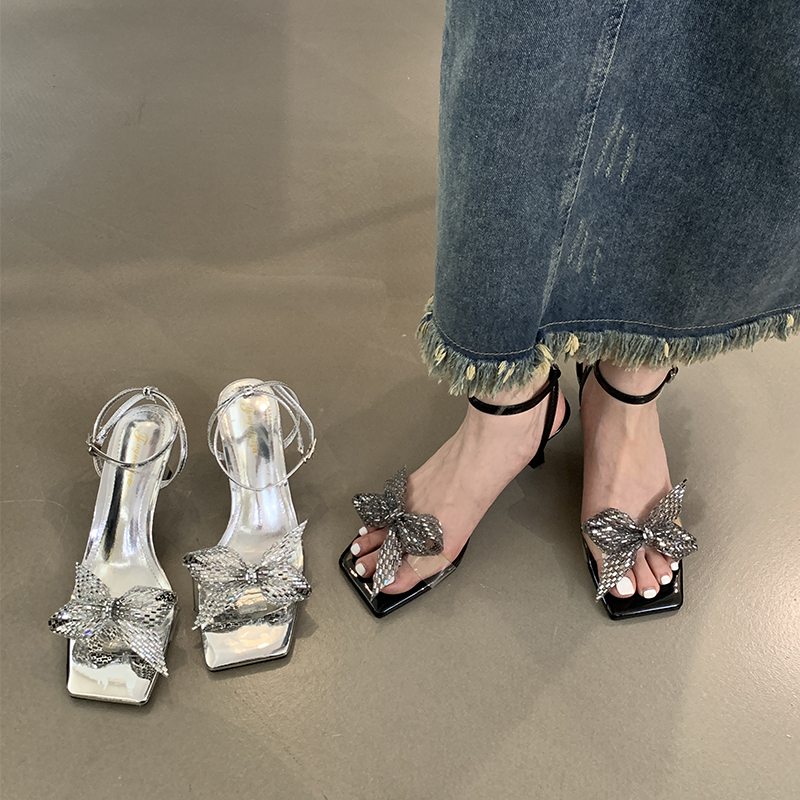 2024-summer-new-womens-sandals-one-strap-buckle-sweet-bow-thin-heel-fashion-shoes 2024 Summer New Women's Sandals One-Strap Buckle Sweet Bow Thin Heel Fashion Shoes