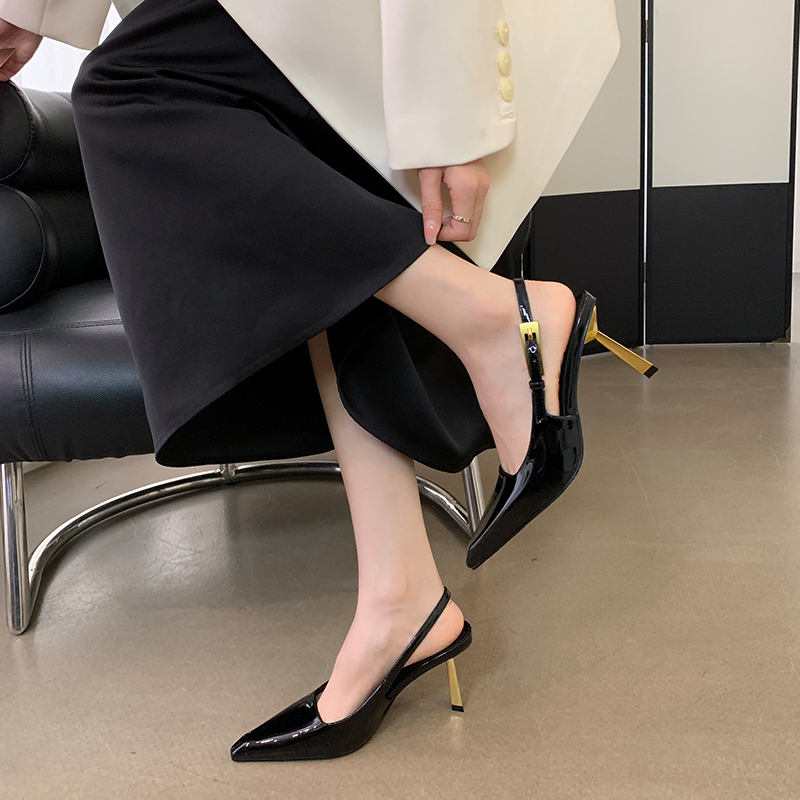french-pointed-toe-high-heel-sandals-for-women-elegant-bow-backless-court-shoes-with-buckle-black-7cm-9cm_2 French Pointed Toe High Heel Sandals for Women - Elegant Bow Backless Court Shoes with Buckle, Black 7cm/9cm