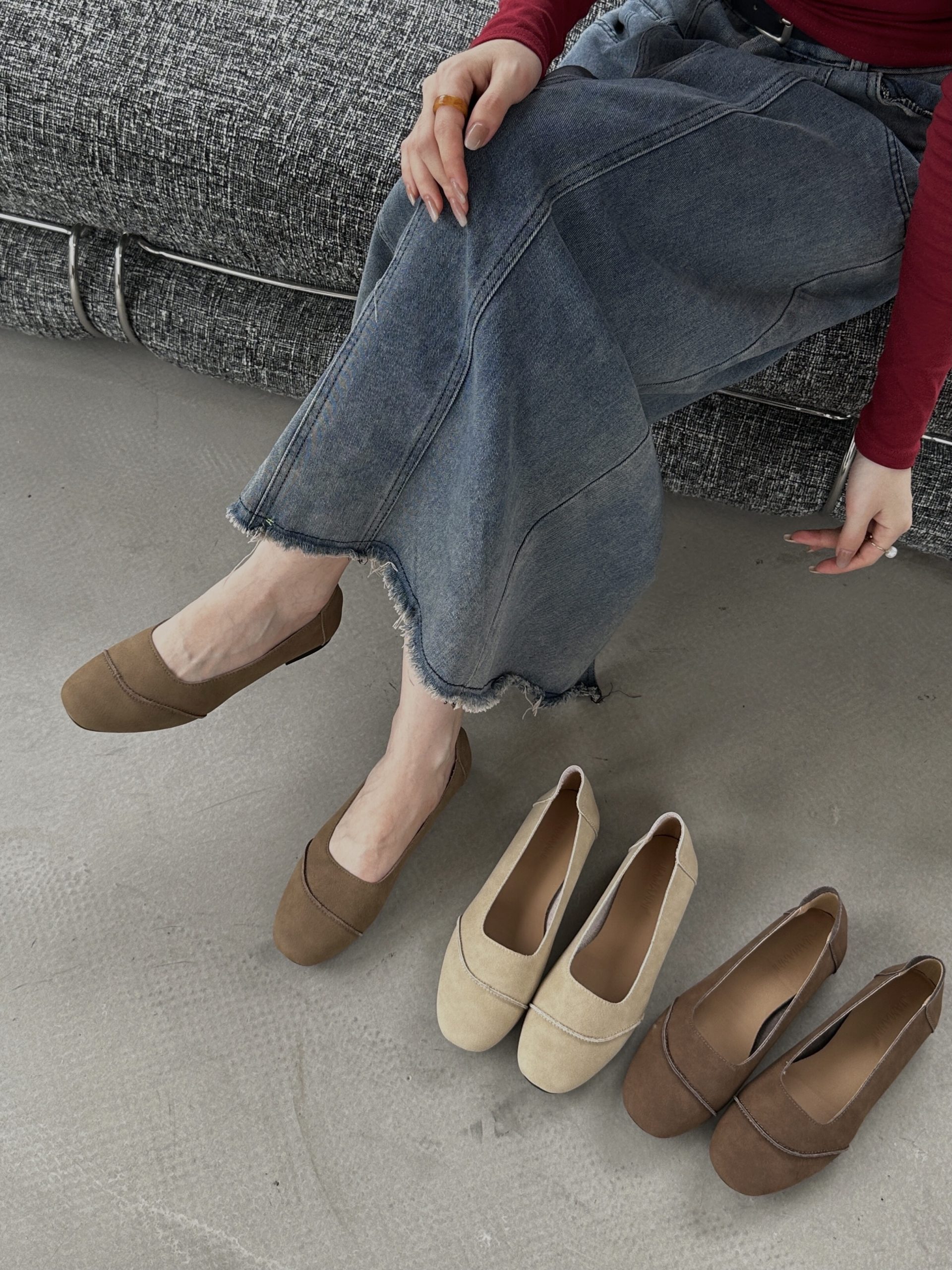 Retro Warm Beige Flat Shoes for Women Slip-On Loafers Casual Leather Grandma Shoes