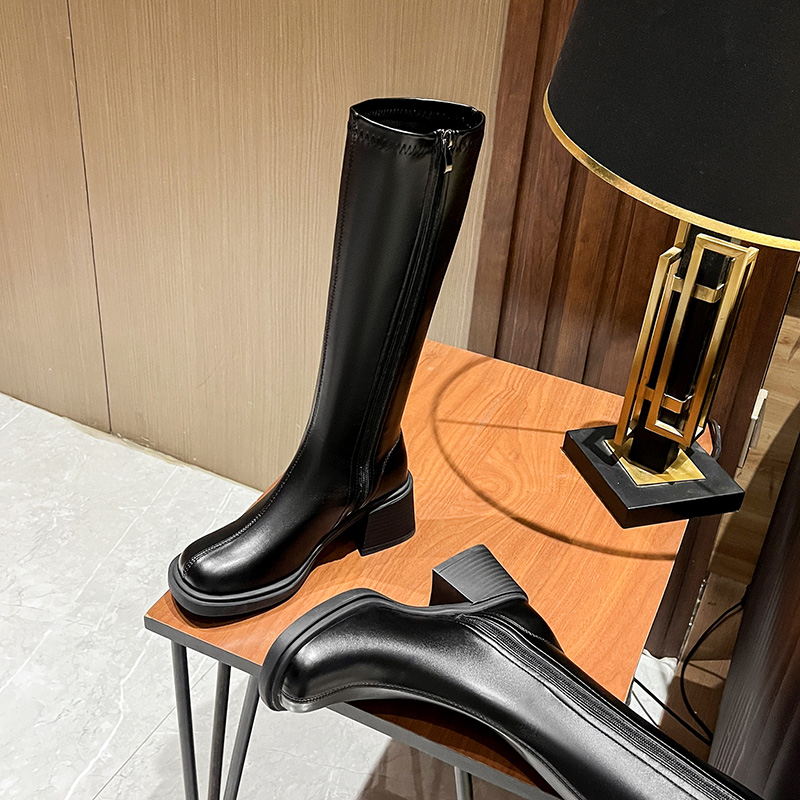 Women's 2024 Winter Tall Boots Knee High Riding Boots Slim Fit Stretch Thick Sole High Heel
